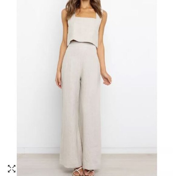 Petal & Pup Cream Wide Leg Jumpsuit - Picture 1 of 8